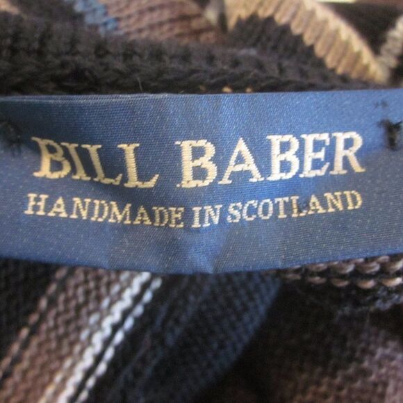 Bill Baber Handknit Edinburgh Scotland Brown Stripe Crop Cardigan Sweater Size M - Picture 3 of 12